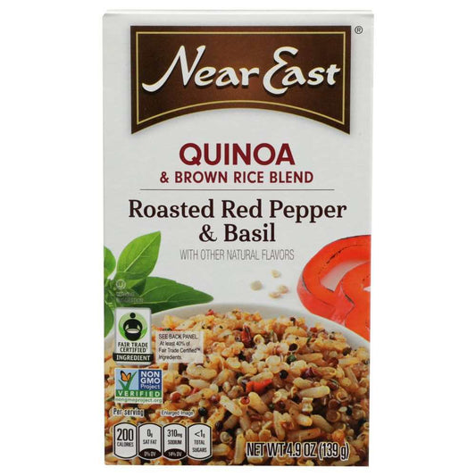 NEAR EAST Quinoa Blend Roasted Red Pepper and Basil package displaying nutrition and ingredients information
