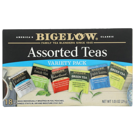 BIGELOW: Six Assorted Teas Variety Pack 18 Tea Bags, 1.10 oz - SMART GREENS