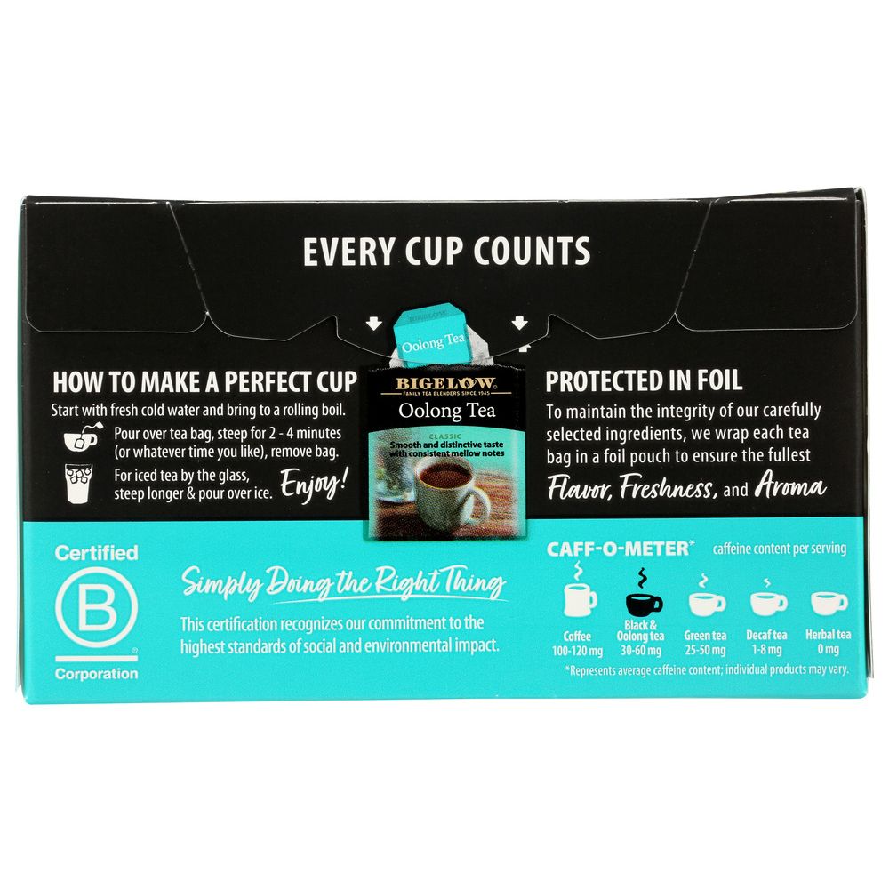 BIGELOW: Oolong Tea Classic 20 Tea Bags, 1.50 oz - SMART GREENS