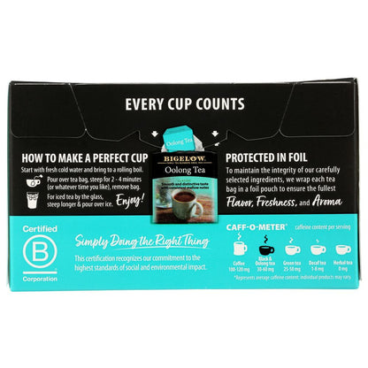 BIGELOW: Oolong Tea Classic 20 Tea Bags, 1.50 oz - SMART GREENS