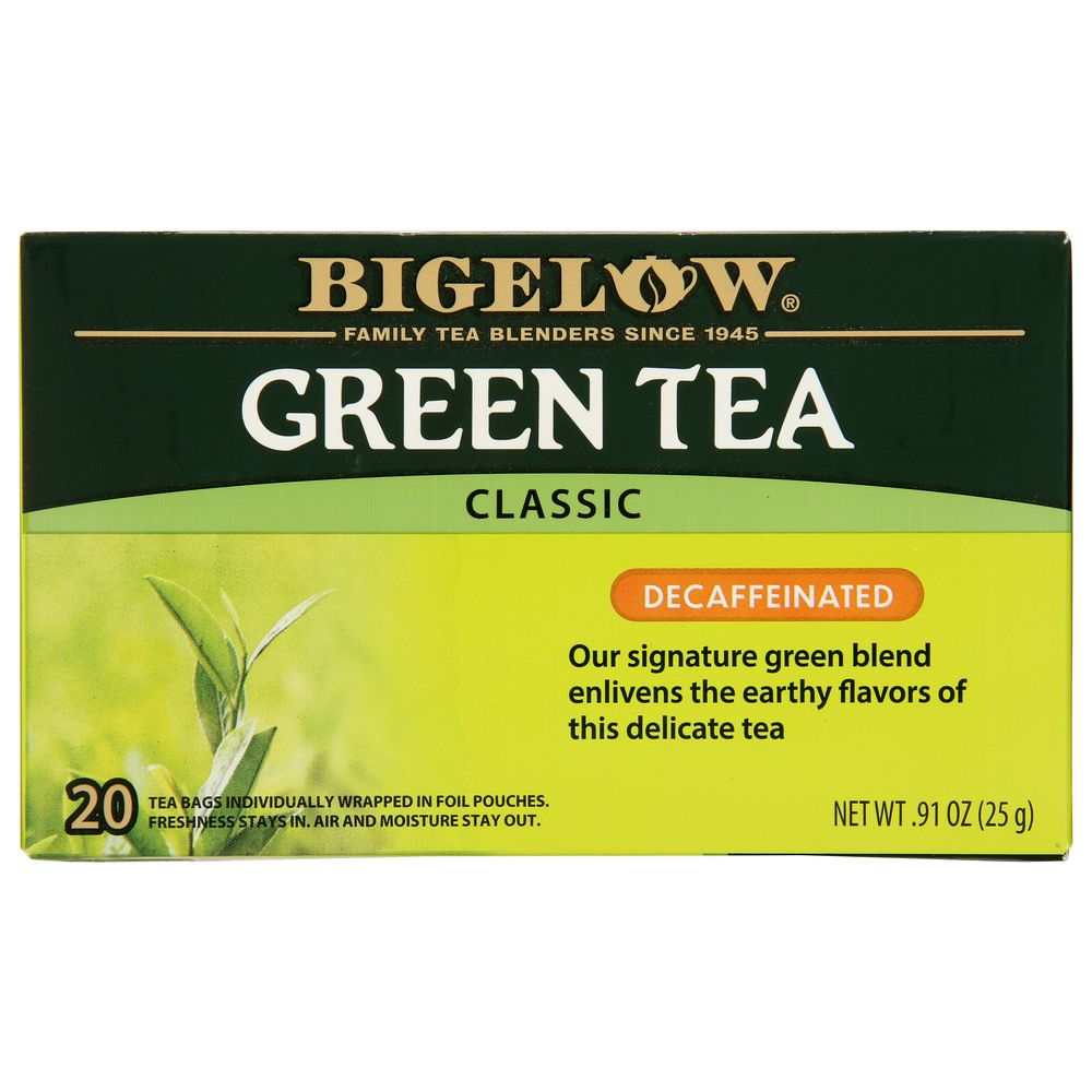 BIGELOW Green Tea Classic Decaffeinated 20 Tea Bags box