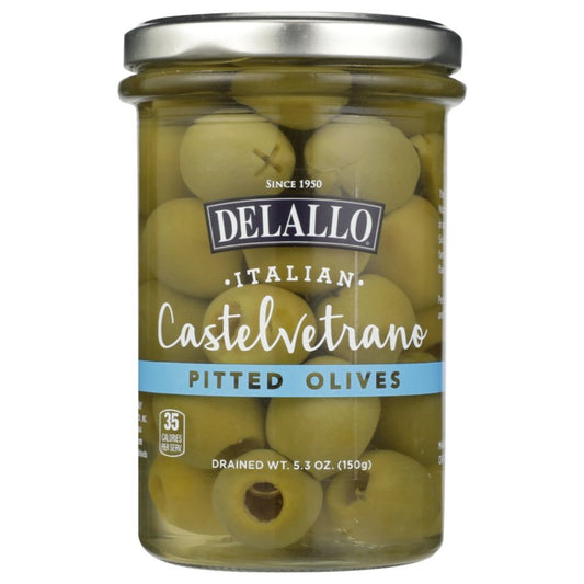 DELALLO: Olives Pitted Castelvetrano, 5.3 oz - SMART GREENS