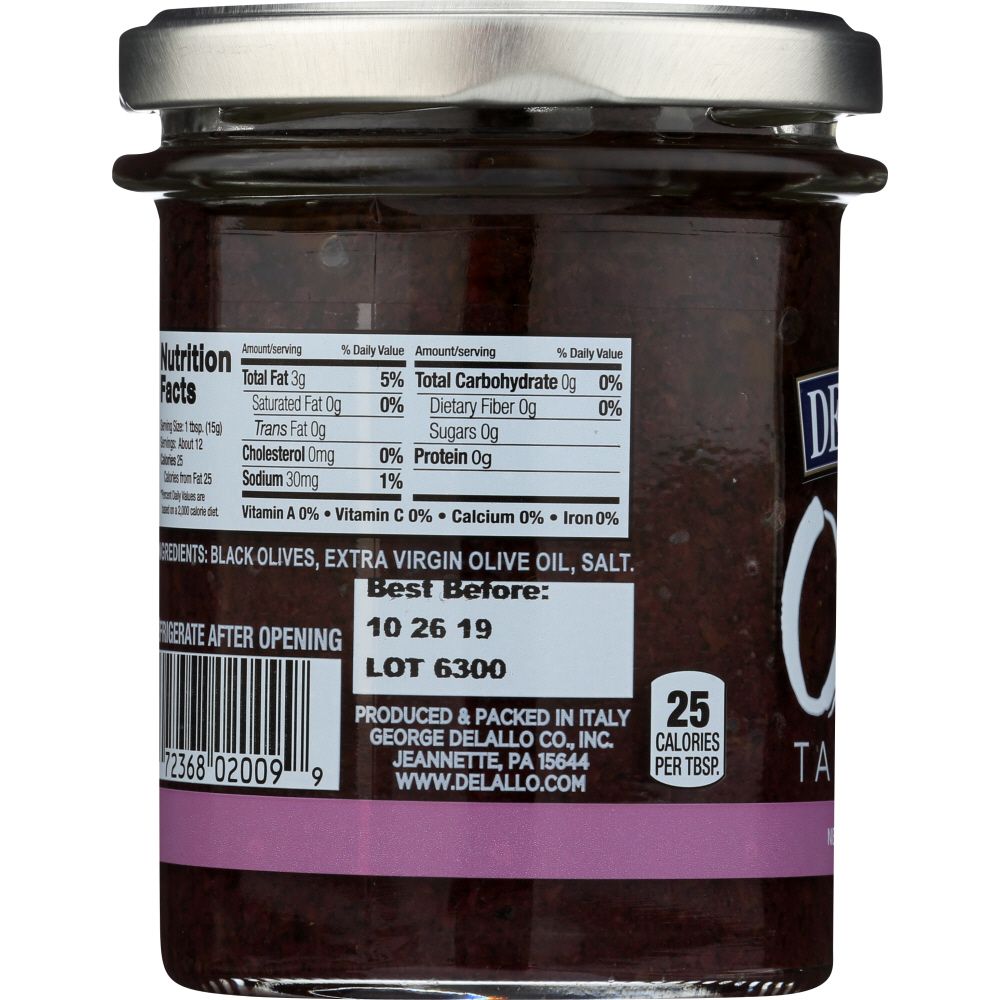 DELALLO: Black Olive Tapenade, 6.7 oz - SMART GREENS