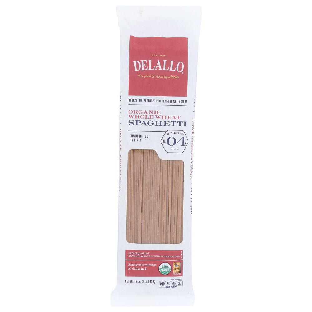 DELALLO: Organic Spaghetti Pasta Whole Wheat No.4, 16 oz - SMART GREENS