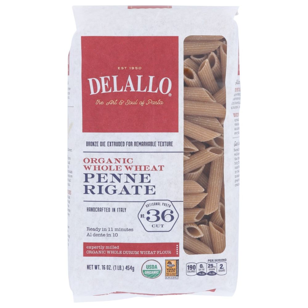 DELALLO: Organic Penne Rigate Pasta No.36, 16 oz - SMART GREENS