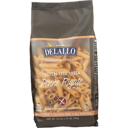 DELALLO: Gluten Free Whole Grain Rice Penne Rigate, Wheat - Free, 12 oz - SMART GREENS