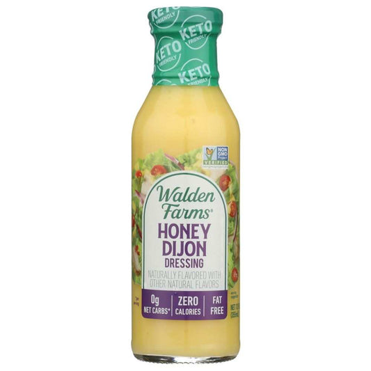 WALDEN FARMS Honey Dijon Dressing 12 oz bottle with natural ingredients and aged vinegars
