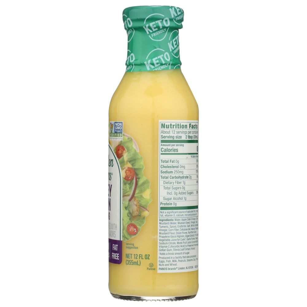 WALDEN FARMS Honey Dijon Dressing bottle 12 oz with natural flavors and aged vinegars