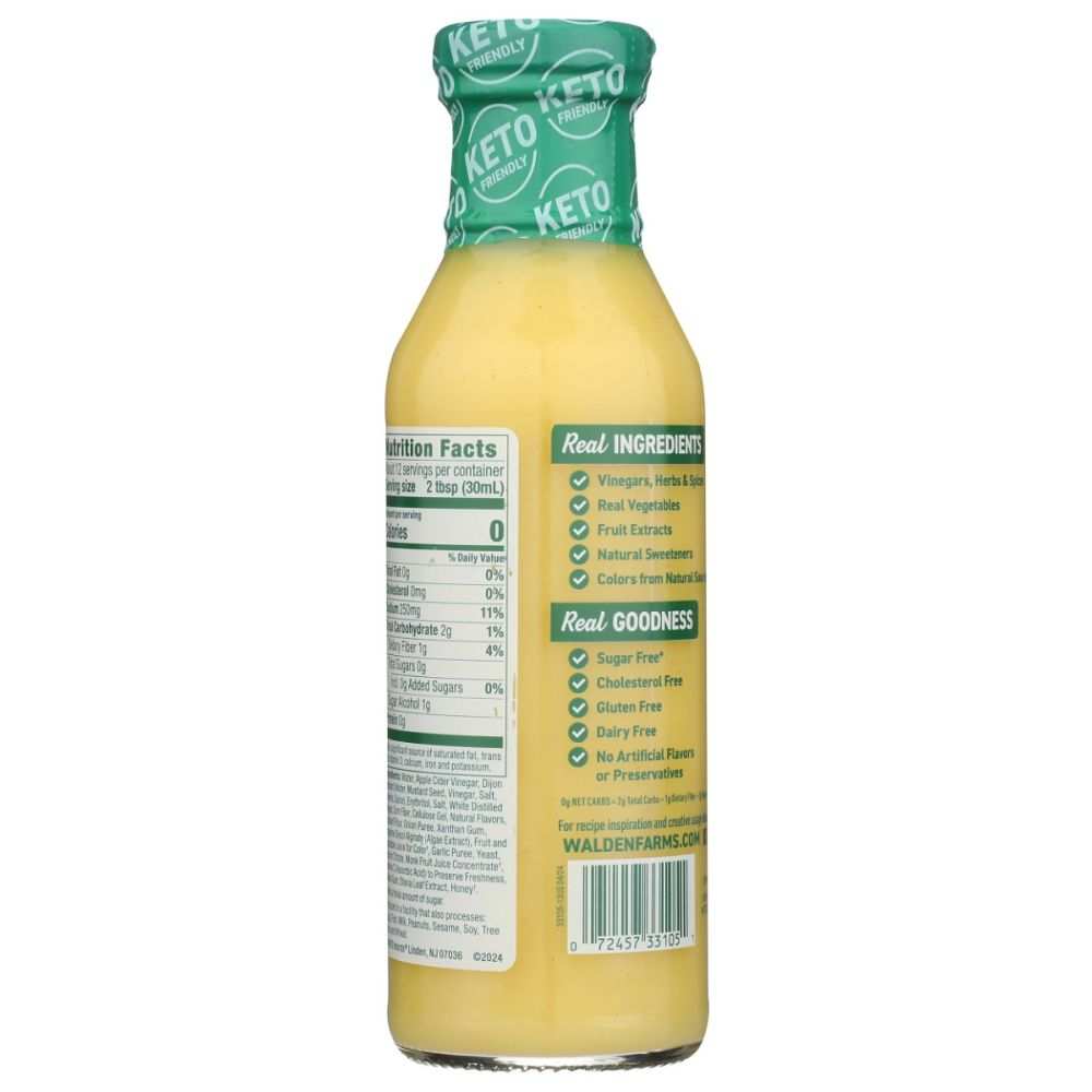 WALDEN FARMS Honey Dijon Dressing 12 oz bottle with natural flavors and aged vinegars