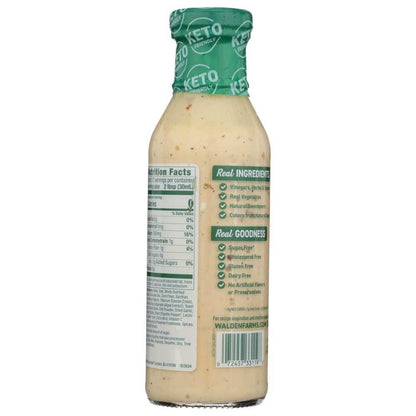 Walden Farms Chipotle Ranch Dressing bottle with chipotle pepper and herbs background