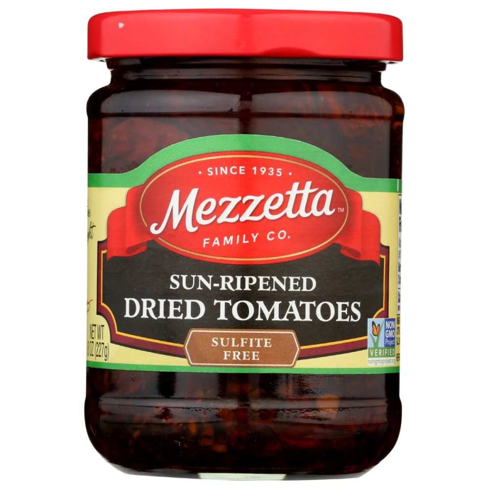 MEZZETTA Sun-Ripened Dried Tomatoes in Olive Oil 8 oz jar with herbs and rich flavor