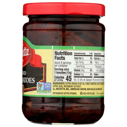 MEZZETTA sun-ripened dried tomatoes in olive oil jar with herbs