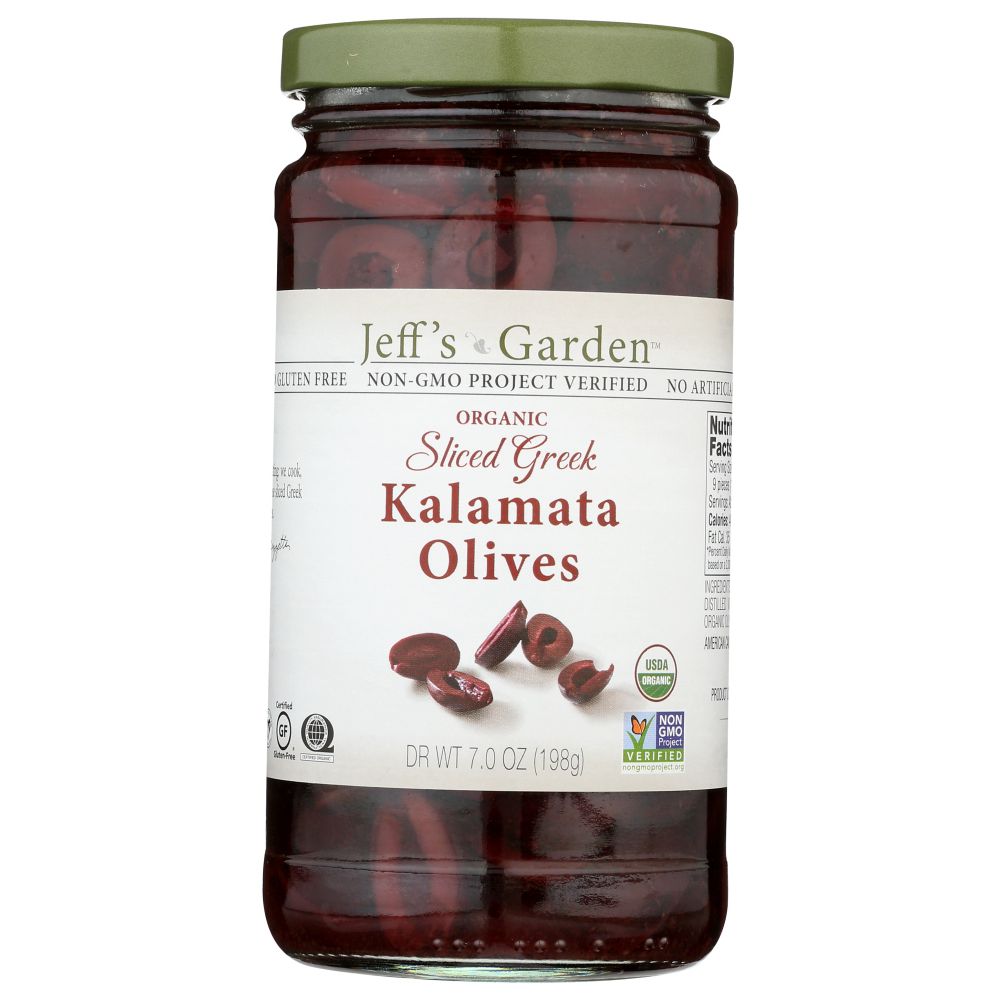 JEFF'S NATURALS: Organic Pitted Sliced Greek Kalamata Olives, 7 oz - SMART GREENS