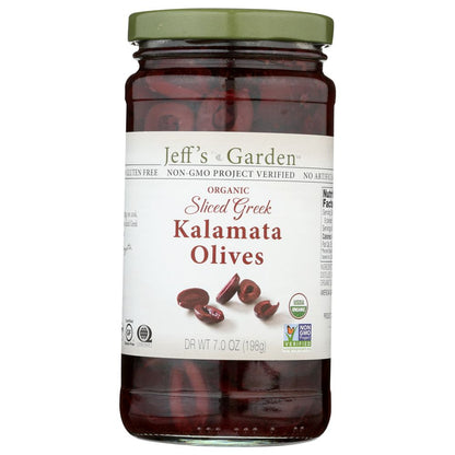 JEFF'S NATURALS: Organic Pitted Sliced Greek Kalamata Olives, 7 oz - SMART GREENS