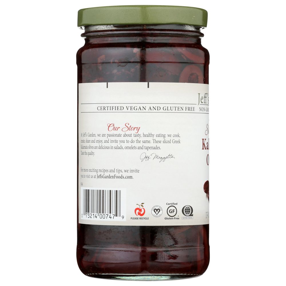 JEFF'S NATURALS: Organic Pitted Sliced Greek Kalamata Olives, 7 oz - SMART GREENS