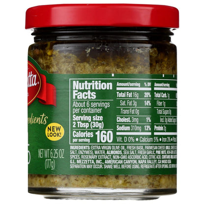 MEZZETTA: Napa Valley Bistro Homemade Style Basil Pesto, 6.25 oz - SMART GREENS