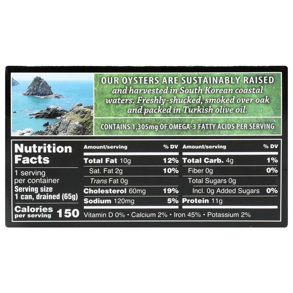 CROWN PRINCE: Naturally Smoked Oysters in Pure Olive Oil, 3 oz - SMART GREENS