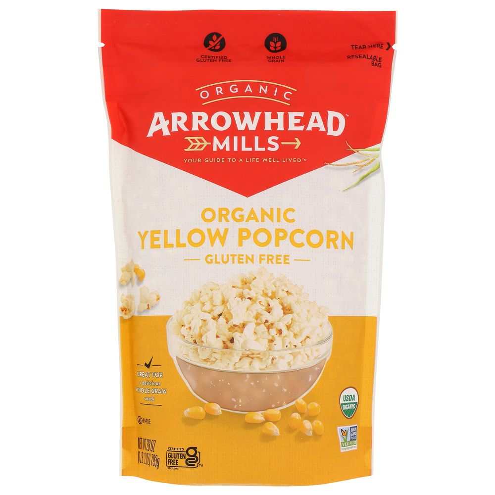 ARROWHEAD MILLS Organic Yellow Popcorn 28 oz bag of traditional organic snack