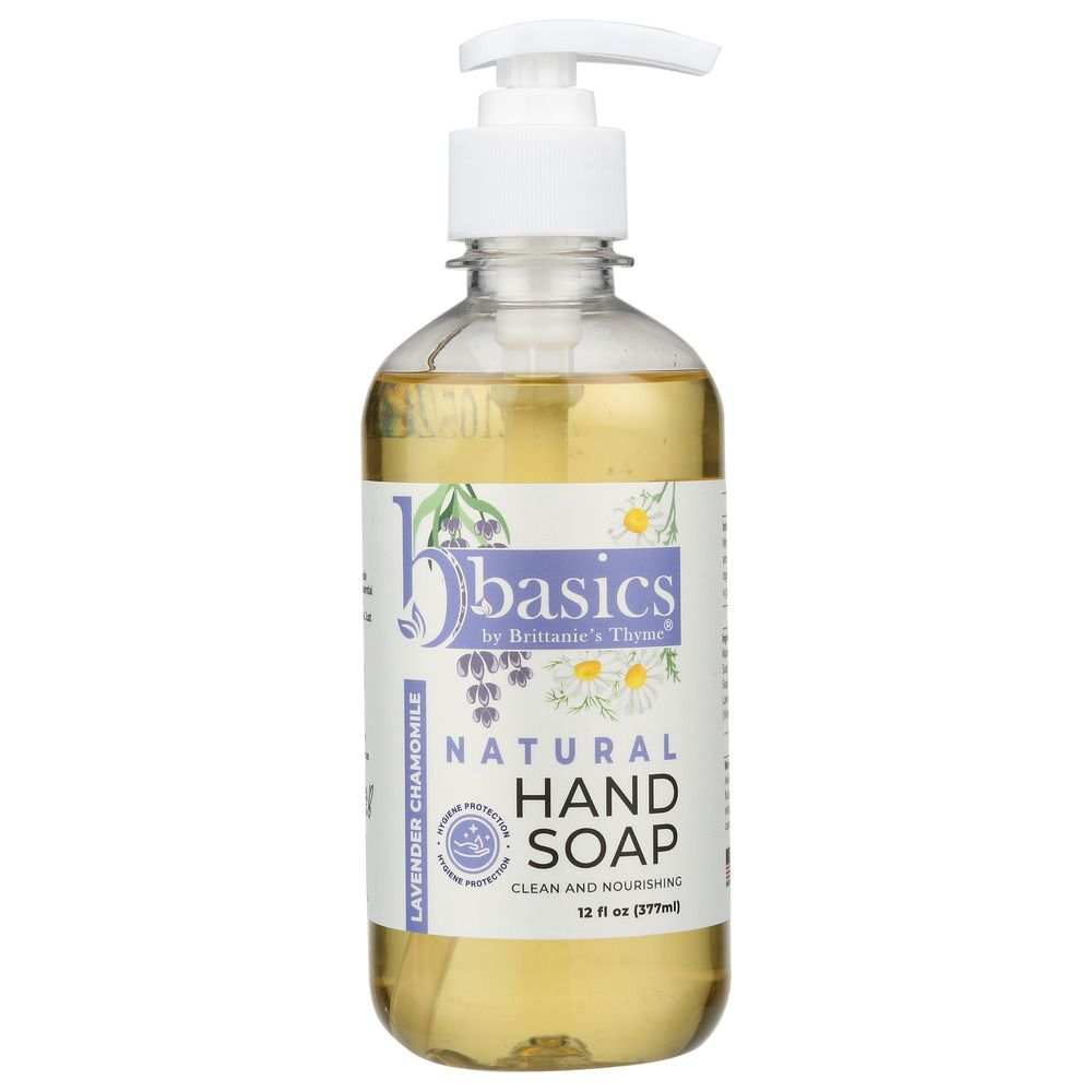 Brittanies Thyme Lavender Chamomile natural hand soap 12oz bottle, gentle formula
