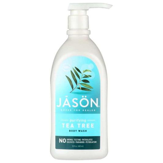 JASON Body Wash Purifying Tea Tree 30oz bottle with aloe vera and vitamin E ingredients for gentle cleansing