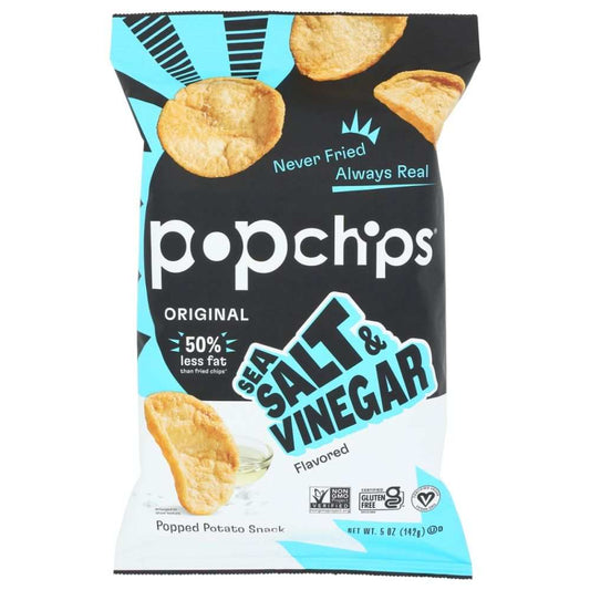 POPCHIPS Salt & Vinegar 5oz bag of bold, tangy, crunchy popped chips