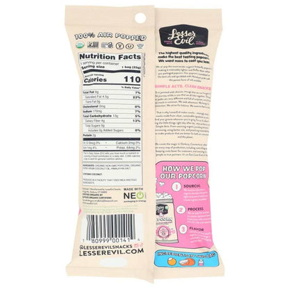 LESSER EVIL Buddha Bowl Himalayan Pink popcorn small bag 0.88 oz with coconut oil and salt