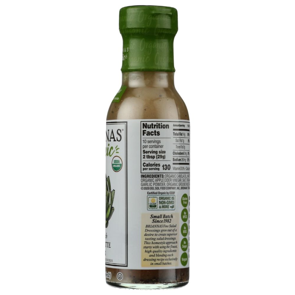 BRIANNAS: Organic Real French Vinaigrette Dressing, 10 oz - SMART GREENS
