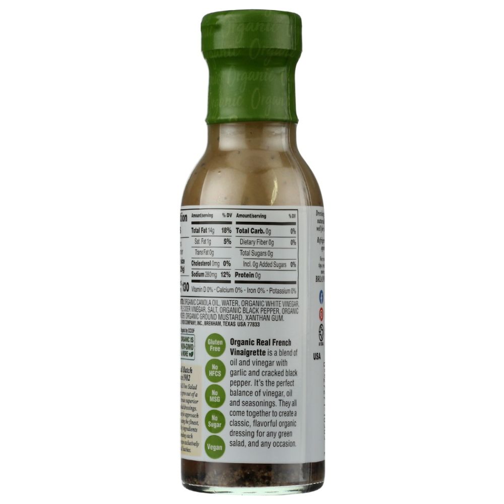 BRIANNAS: Organic Real French Vinaigrette Dressing, 10 oz - SMART GREENS