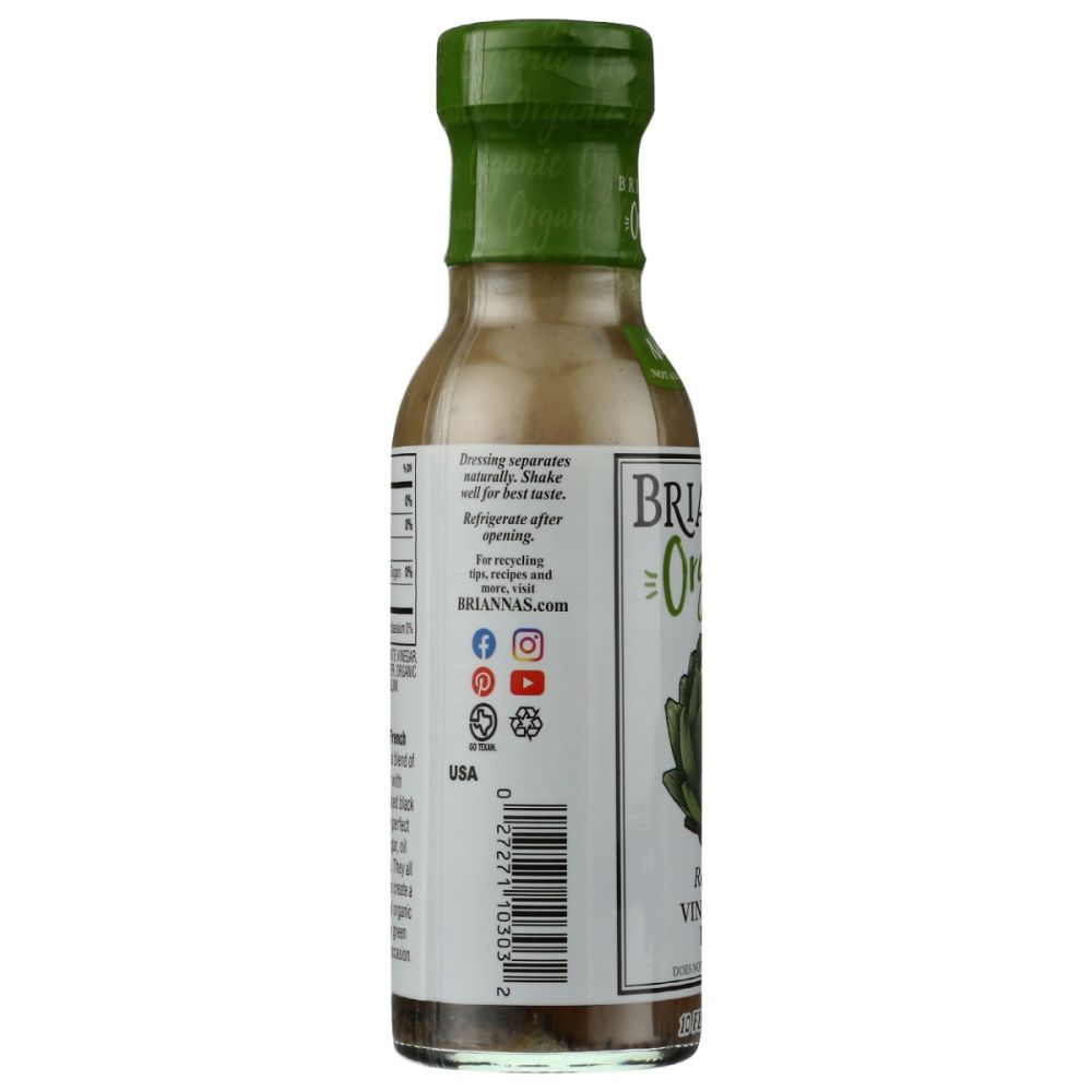 BRIANNAS: Organic Real French Vinaigrette Dressing, 10 oz - SMART GREENS