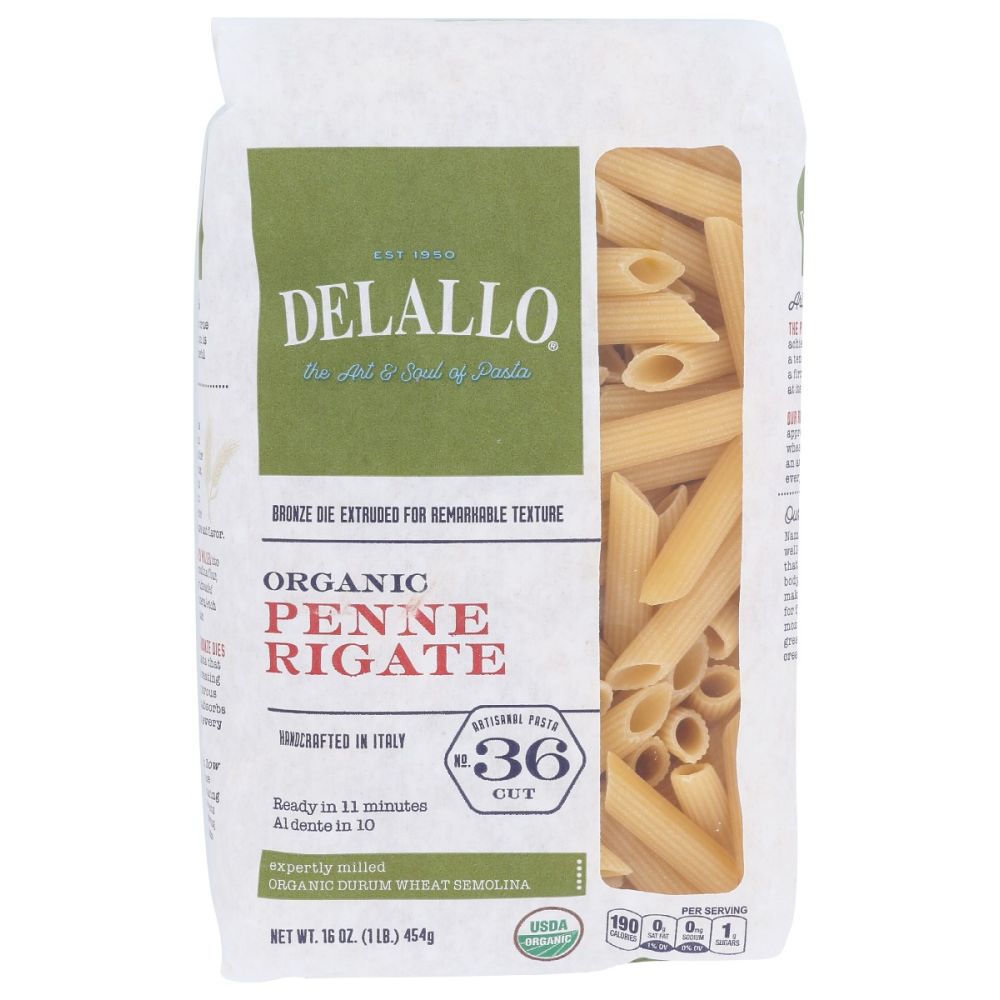 DELALLO: Pasta Semolina Penne Rigati Org, 16 oz - SMART GREENS