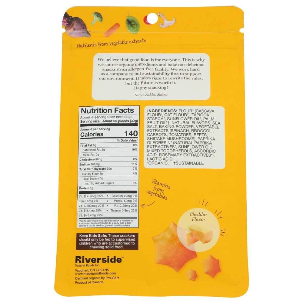 MADEGOOD Cracker Cheddar Org gluten-free vegan cheddar crackers in 4.25 oz pack