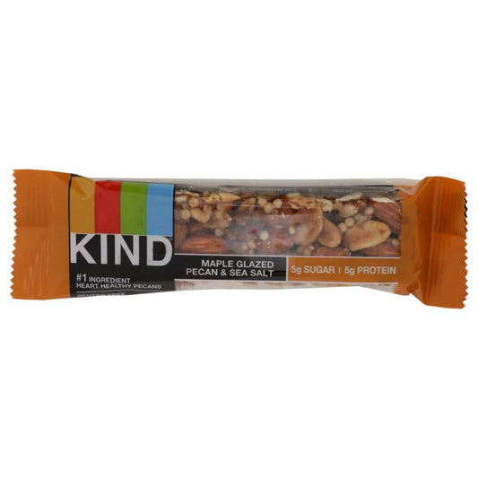 KIND Nuts and Spices Maple Glazed Pecan and Sea Salt Bar 1.4 oz with pecans almonds peanuts and maple