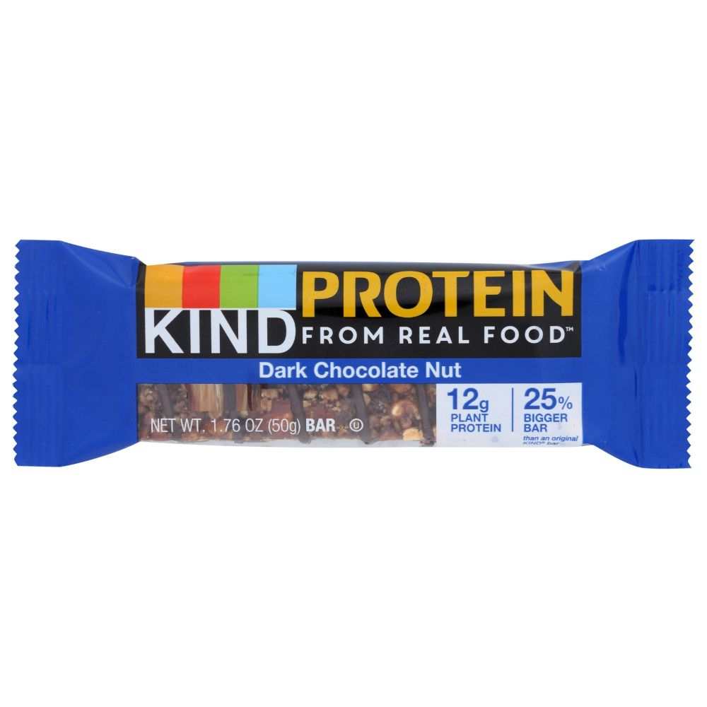 KIND Protein Double Dark Chocolate Nut Bar with almonds, peanuts, and rich dark chocolate coating