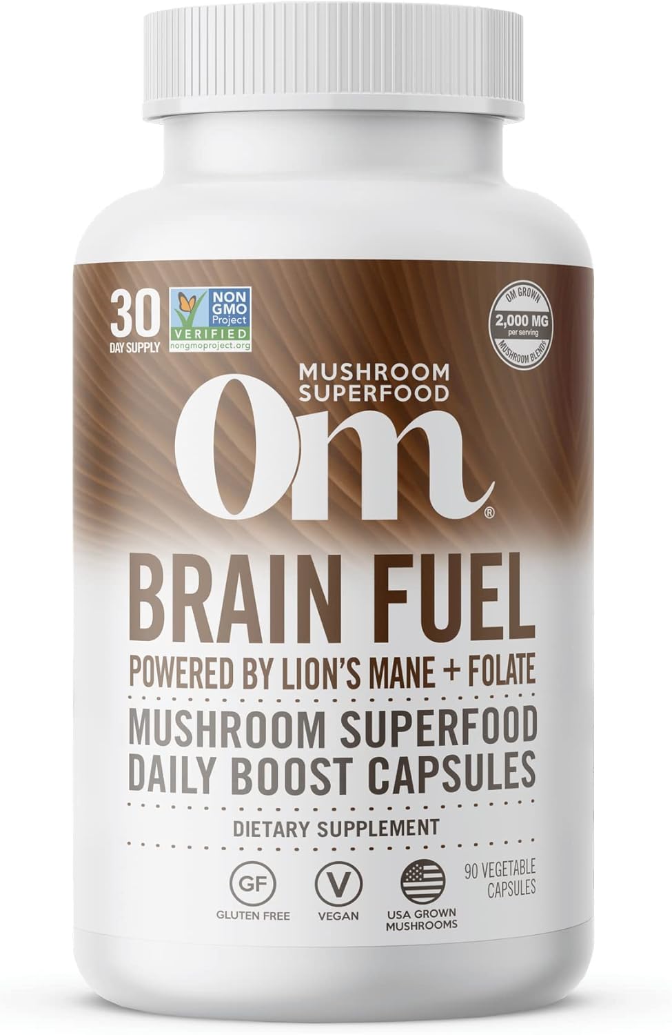 OM ORGANIC MUSHROOM NUTRITION: Brain Fuel Lions Mane Folate, 90 vc