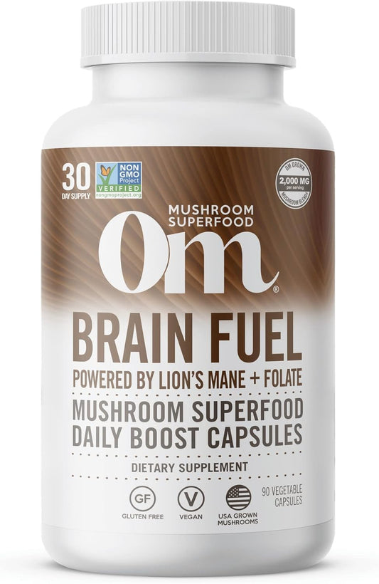 OM ORGANIC MUSHROOM NUTRITION: Brain Fuel Lions Mane Folate, 90 vc