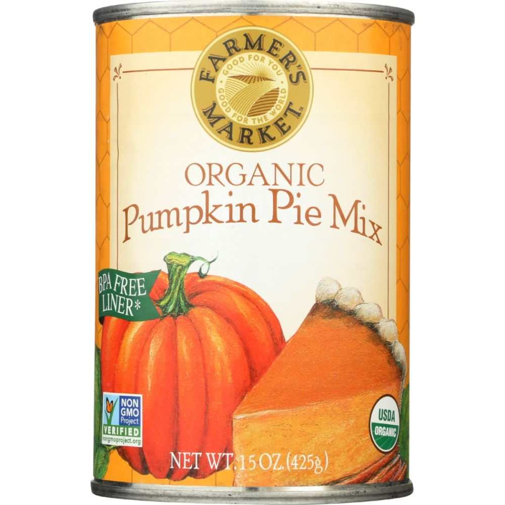 Organic Pumpkin Pie Mix in 15 oz BPA-free packaging from Farmer's Market