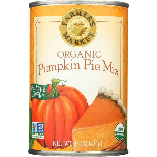 Organic Pumpkin Pie Mix in 15 oz BPA-free packaging from Farmer's Market