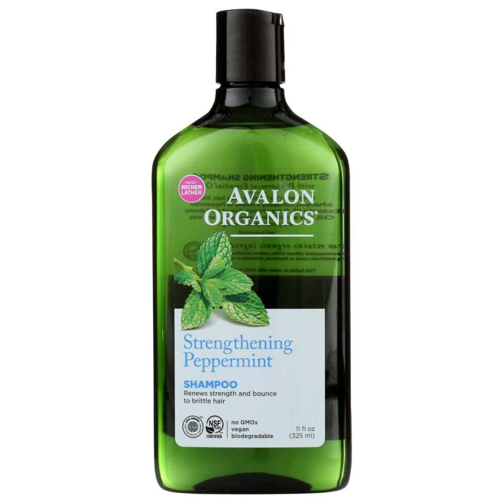 AVALON ORGANICS Shampoo Strengthening Peppermint 11oz organic botanical hair care for healthy hair