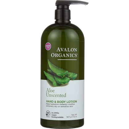 AVALON ORGANICS unscented aloe hand and body lotion for sensitive skin 32oz