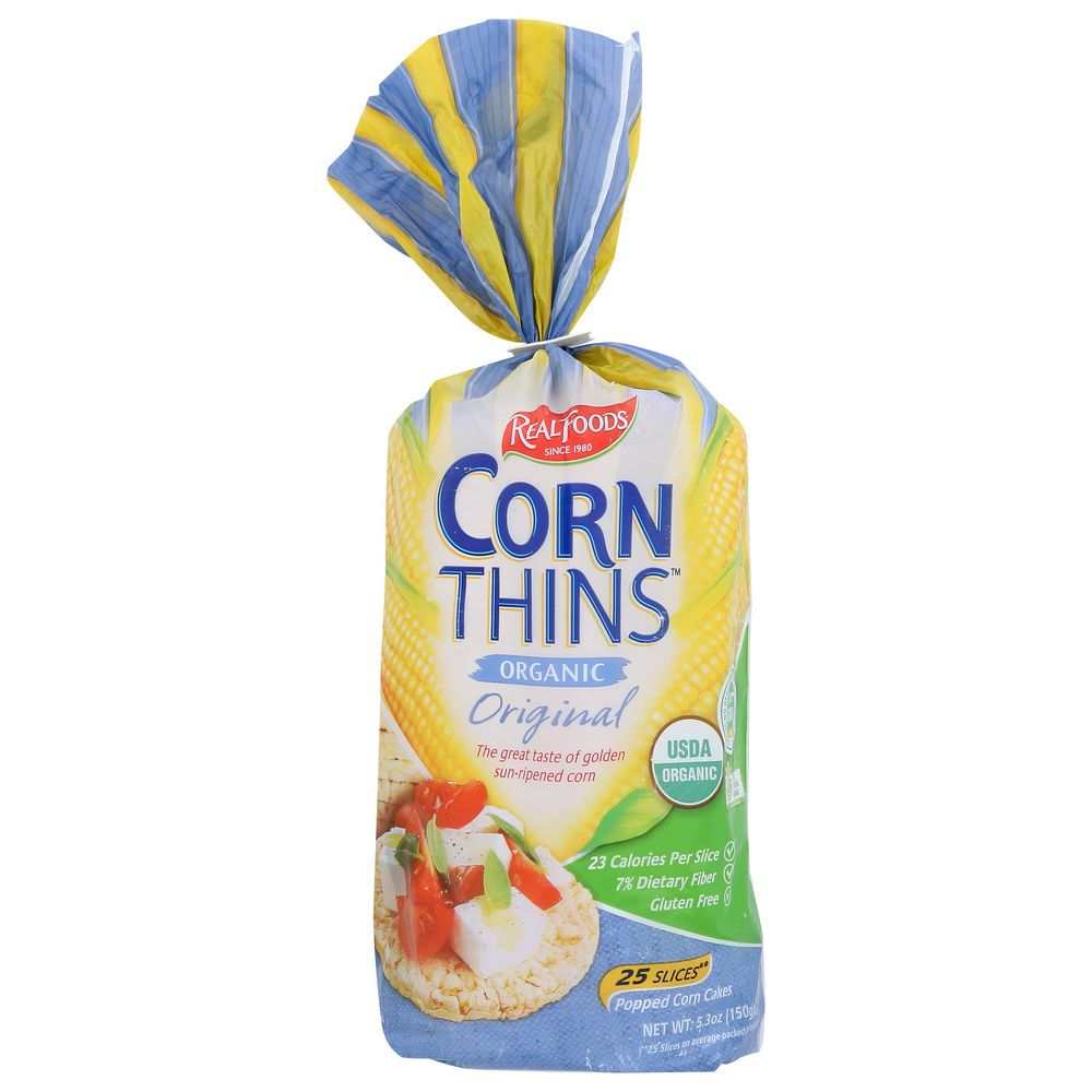 REAL FOODS Organic Corn Thins Original 5.3 oz package