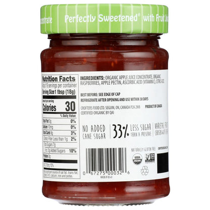 CROFTERS: Organic Raspberry Fruit Spread, 10 oz - SMART GREENS