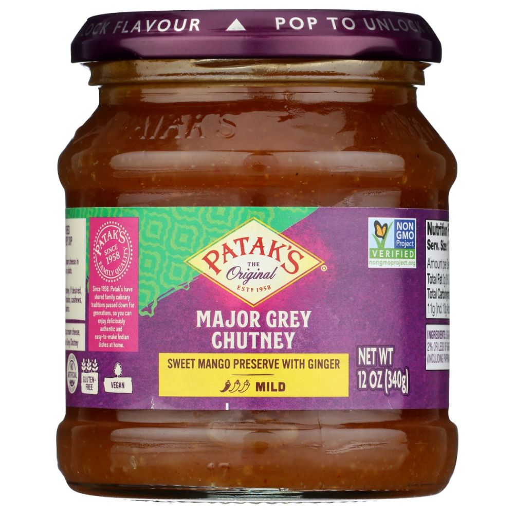 PATAK'S: Major Grey Chutney Sweet Mango Preserve with Ginger, 12 oz - SMART GREENS
