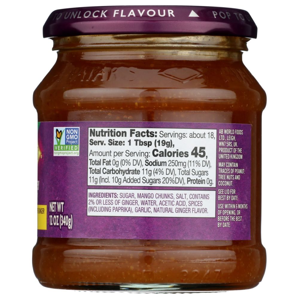 PATAK'S: Major Grey Chutney Sweet Mango Preserve with Ginger, 12 oz - SMART GREENS