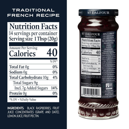 ST DALFOUR: Black Raspberry Fruit Spread, 10 oz - SMART GREENS