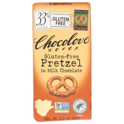 CHOCOLOVE: Pretzel In Milk Chocolate Bar, 2.9 oz - SMART GREENS