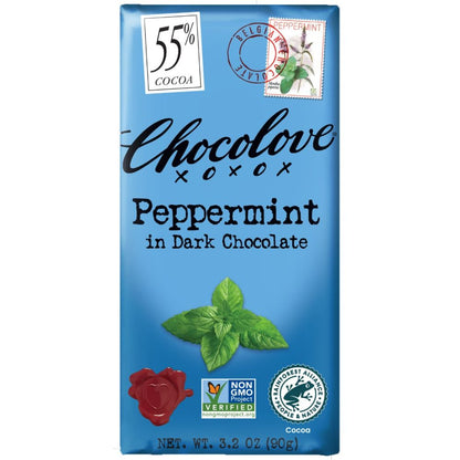 CHOCOLOVE: Peppermint In Dark Chocolate Bar, 3.2 oz - SMART GREENS