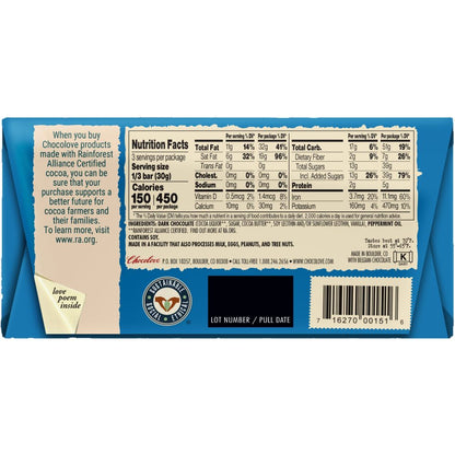 CHOCOLOVE: Peppermint In Dark Chocolate Bar, 3.2 oz - SMART GREENS