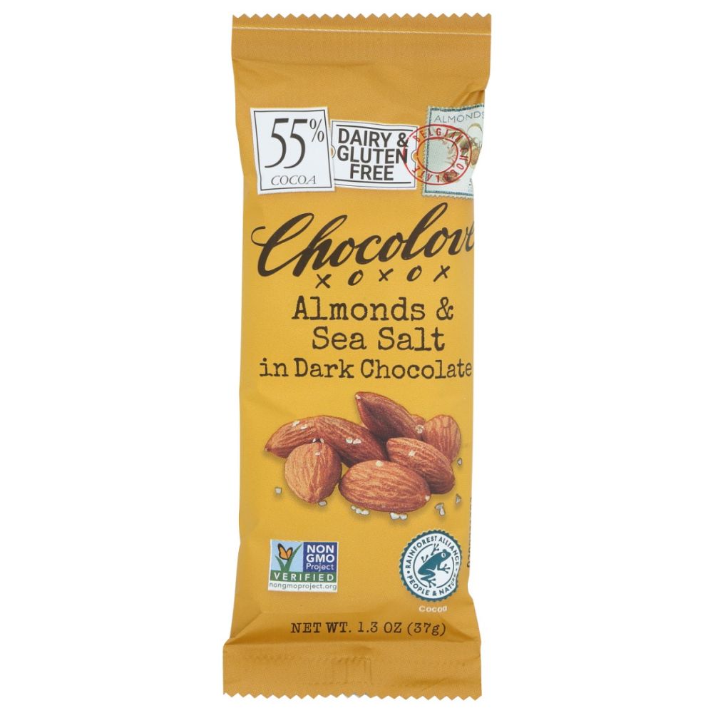 CHOCOLOVE: Almonds and Sea Salt in Dark Chocolate Mini Bar, 1.3 oz - SMART GREENS