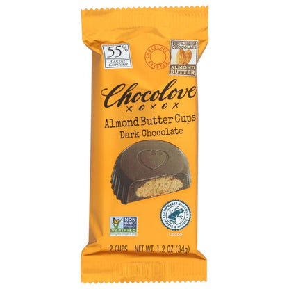 CHOCOLOVE: Almond Butter Cups Dark Chocolate, 1.2 oz - SMART GREENS