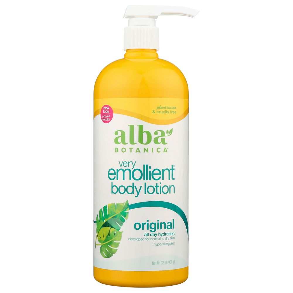 ALBA BOTANICA Very Emollient Body Lotion 32oz for skin hydration with plant-based ingredients